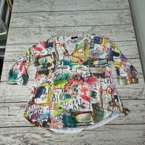 Inoah Graffiti Style Tunic Top Size XS